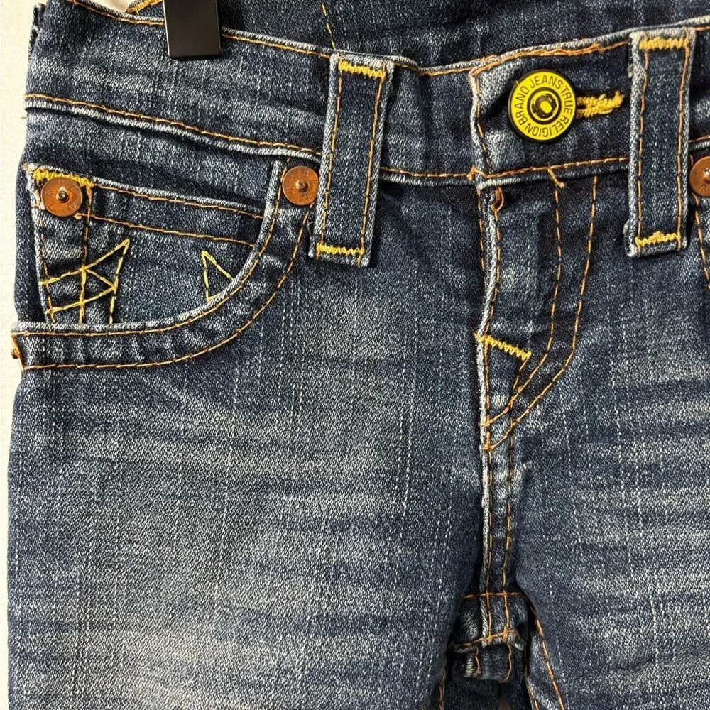 True Religion Kids Skinny Dark Wash Jeans size 7 Logo Horseshoe EUC